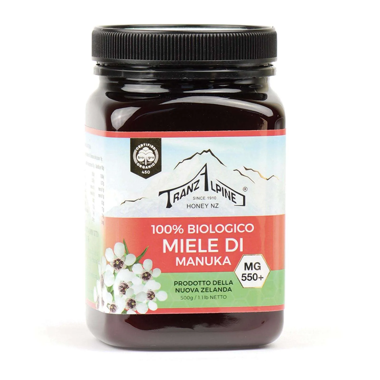 Tranzalpine Miele di Manuka – Mg +550 Bio
