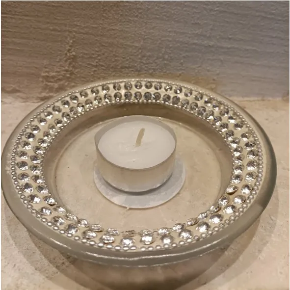 Piattino in vetro bordo in brillantini - immagine 2