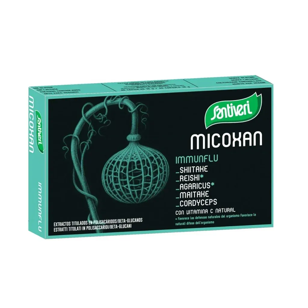 Micoxan Immunflu 40 caps, utile per favorire le naturali difese dell’organismo. Santiveri