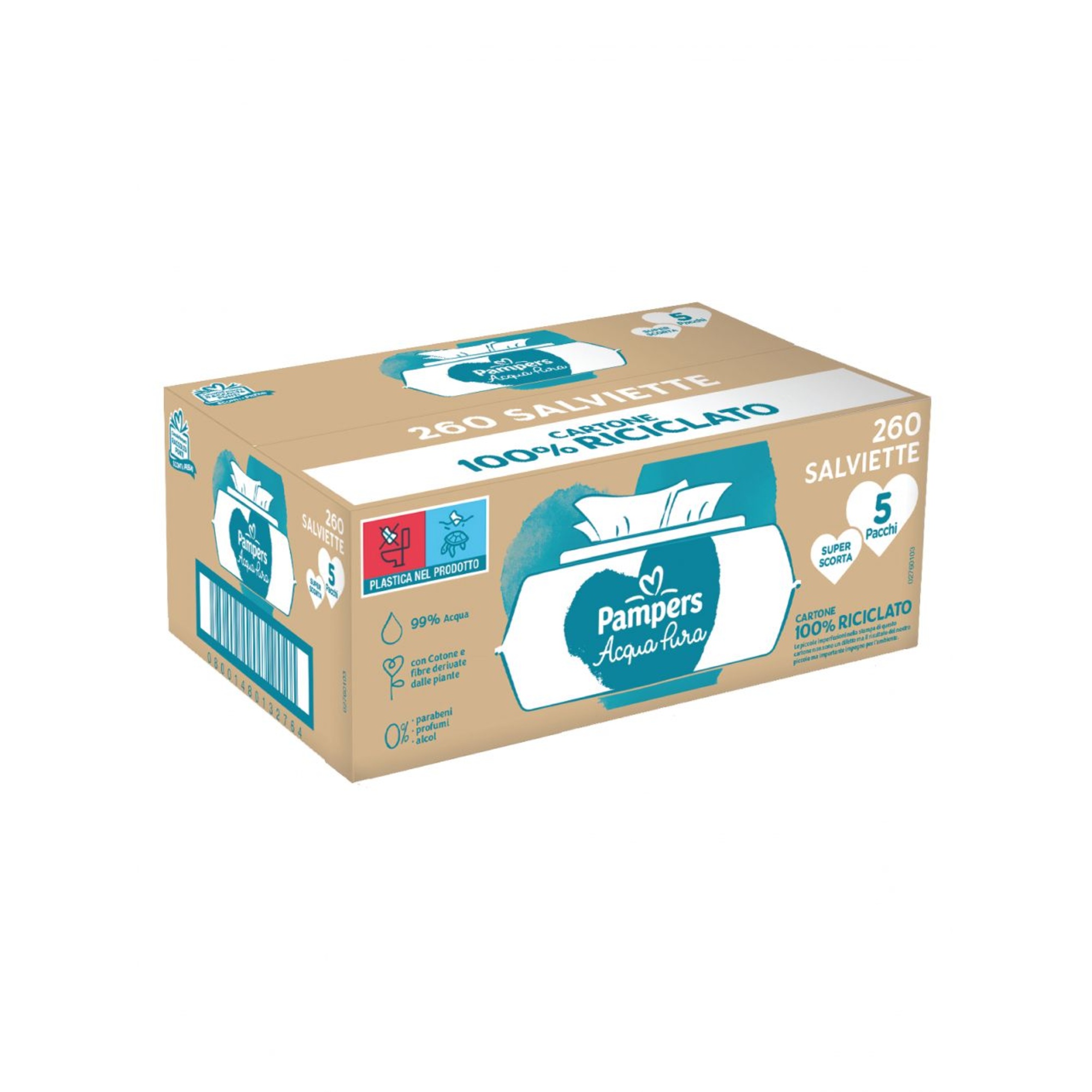 Pampers acqua pura salviette delicate, 260 salviette