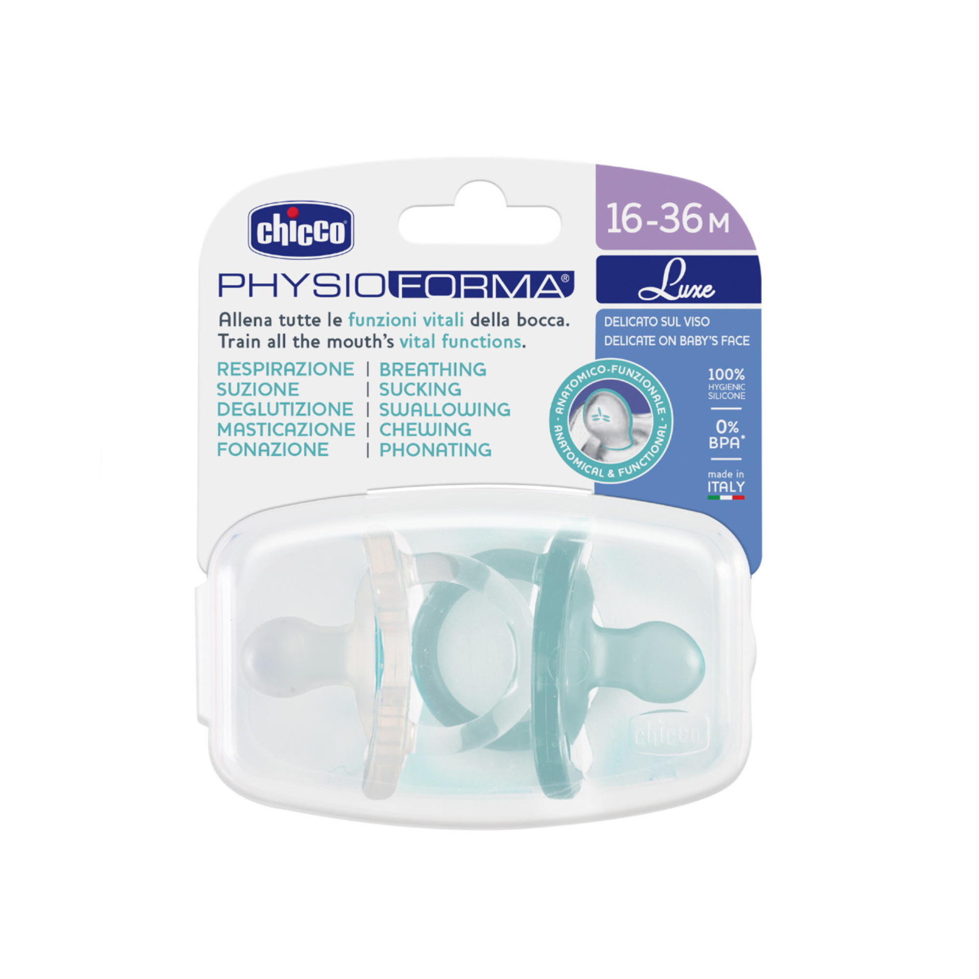 Gommotto silicone luxe 16-36m 2pz azzurro/trasparente – chicco - immagine 4